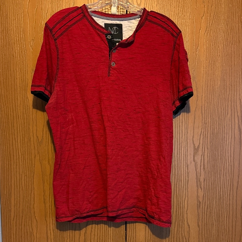 Modern Culture Red Short Sleeve Henley Tee